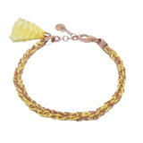 Bracciale-uncinetto-con-cotone-giallo-Argentofilato-in-argento-925-oro-rosa