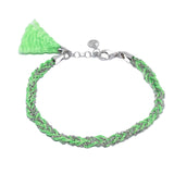 Bracciale-uncinetto-con-cotone-verde-Argentofilato-in-argento-925