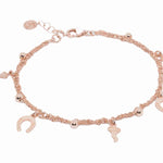 Bracciale-Charms-Ferro-di-cavallo-corno-Argentofilato-in-argento-925-oro-rosa