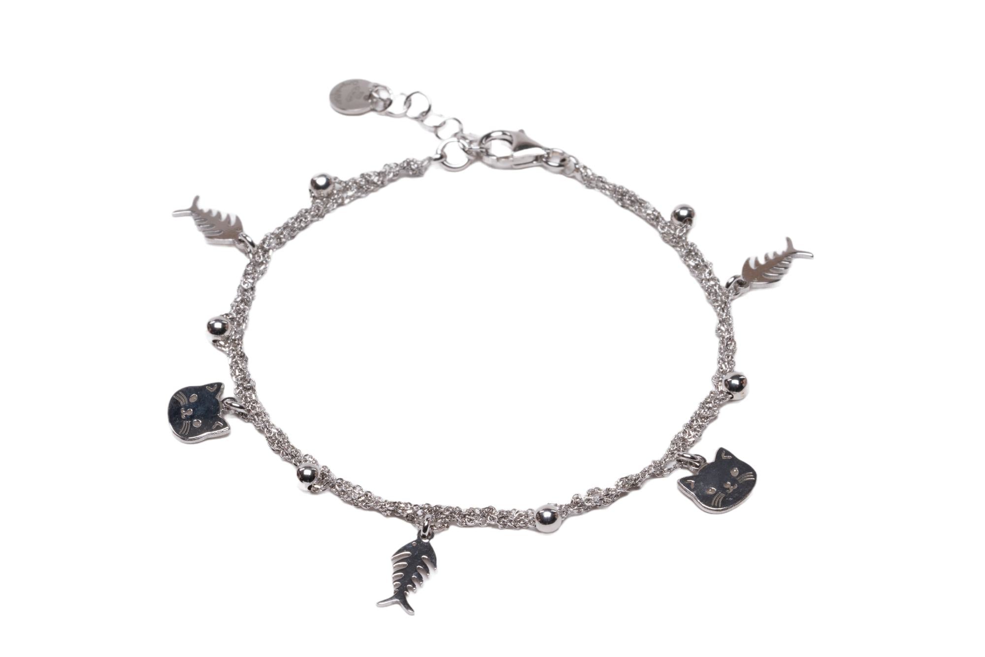 Bracciale-Charms-Gatto-Lisca-Argentofilato-in-argento-925