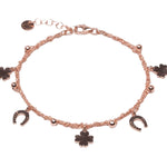Bracciale-Charms-quadrifoglio-ferro-di-cavallo-Argentofilato-in-argento-925-oro-rosa