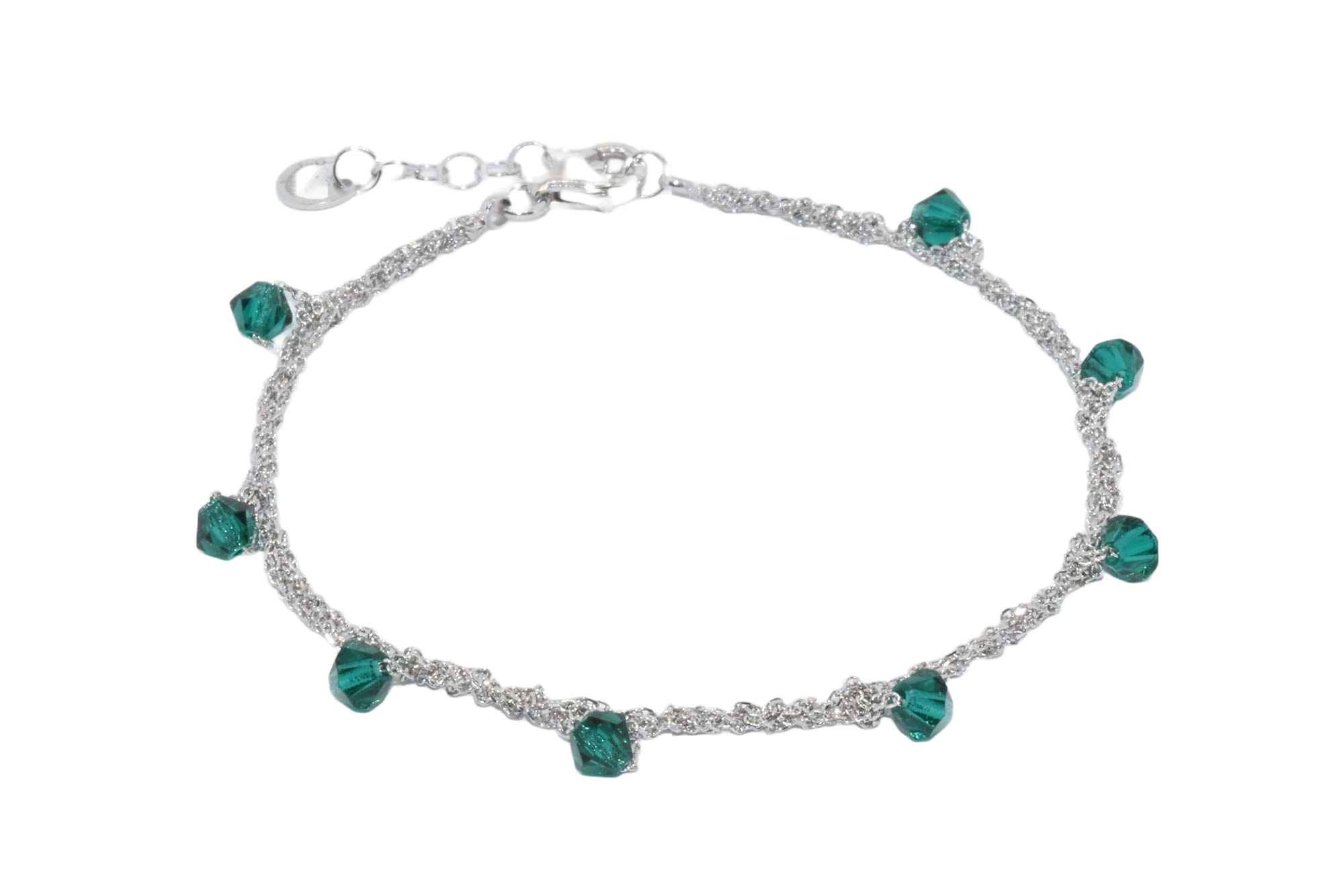 Bracciale-Uncinetto-rombi-verde-smeraldo-Argentofilato-in-argento-925