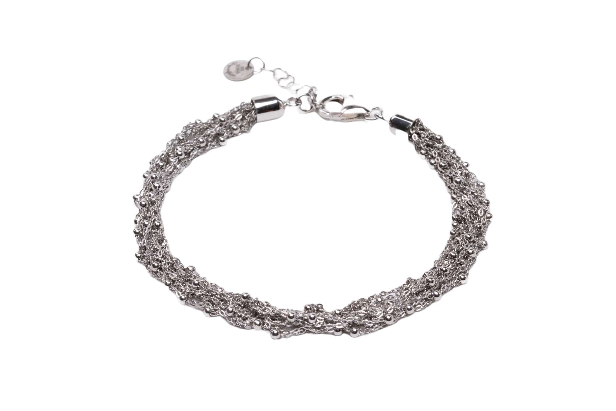 Bracciale-a-maglia-con-palline-Argentofilato-in-argento-925