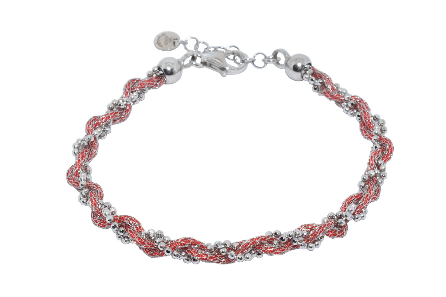 Bracciale-intrecciato-colorato-rosso-Argentofilato-in-argento-925