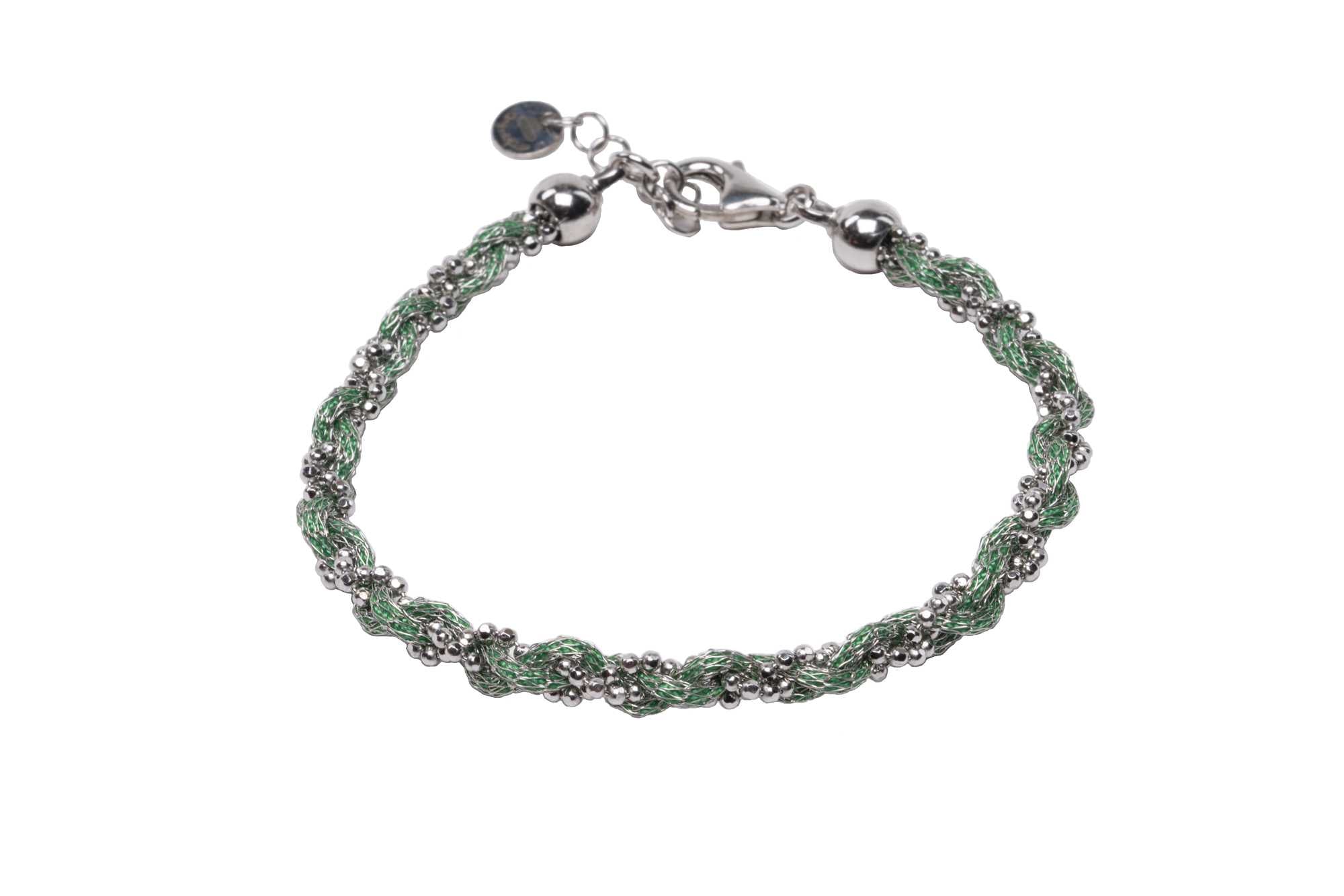 Bracciale-intrecciato-colorato-verde-Argentofilato-in-argento-925