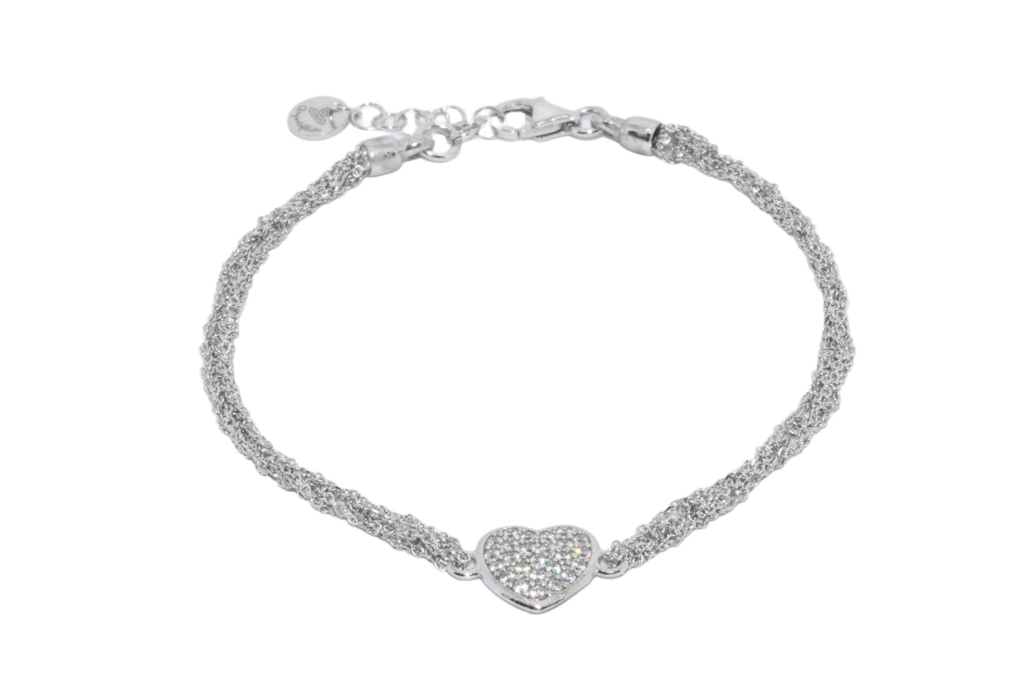 Bracciale-uncinetto-Cuore-con-zirconi-Argentofilato-in-argento-925