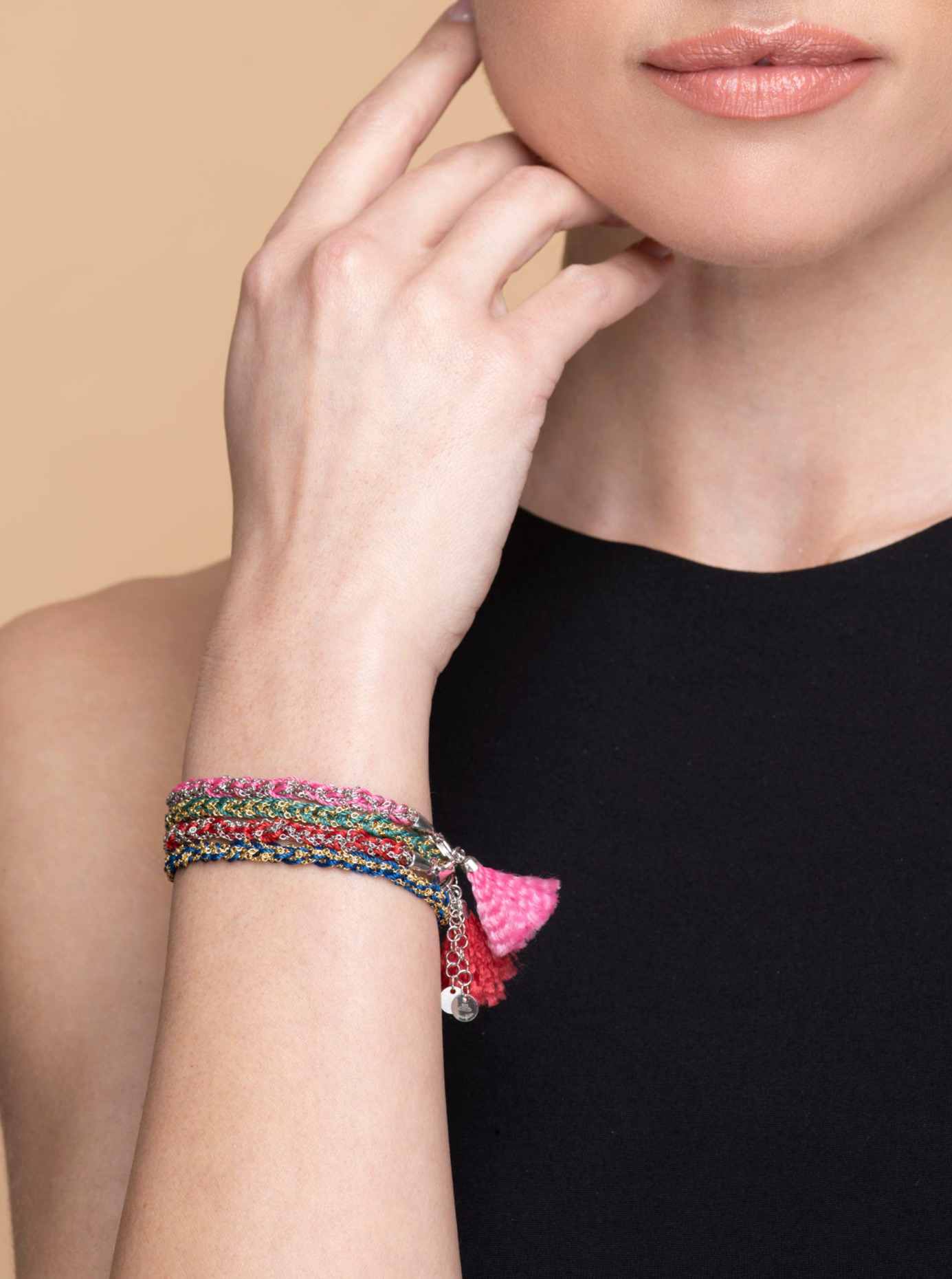 Bracciale-uncinetto-con-cotone-Argentofilato-in-argento-925-indossato