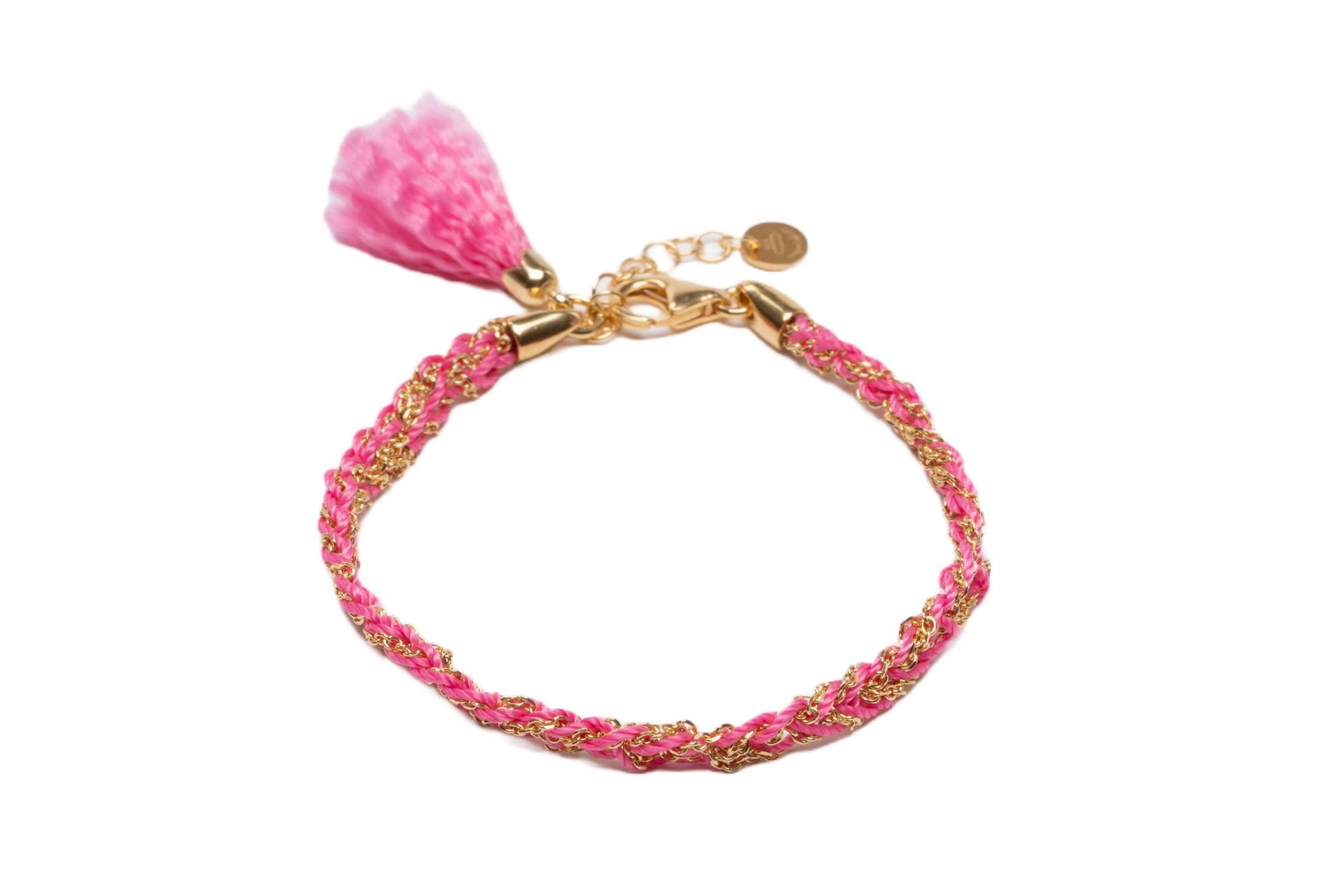 Bracciale-uncinetto-con-cotone-rosa-Argentofilato-in-argento-925-oro-giallo