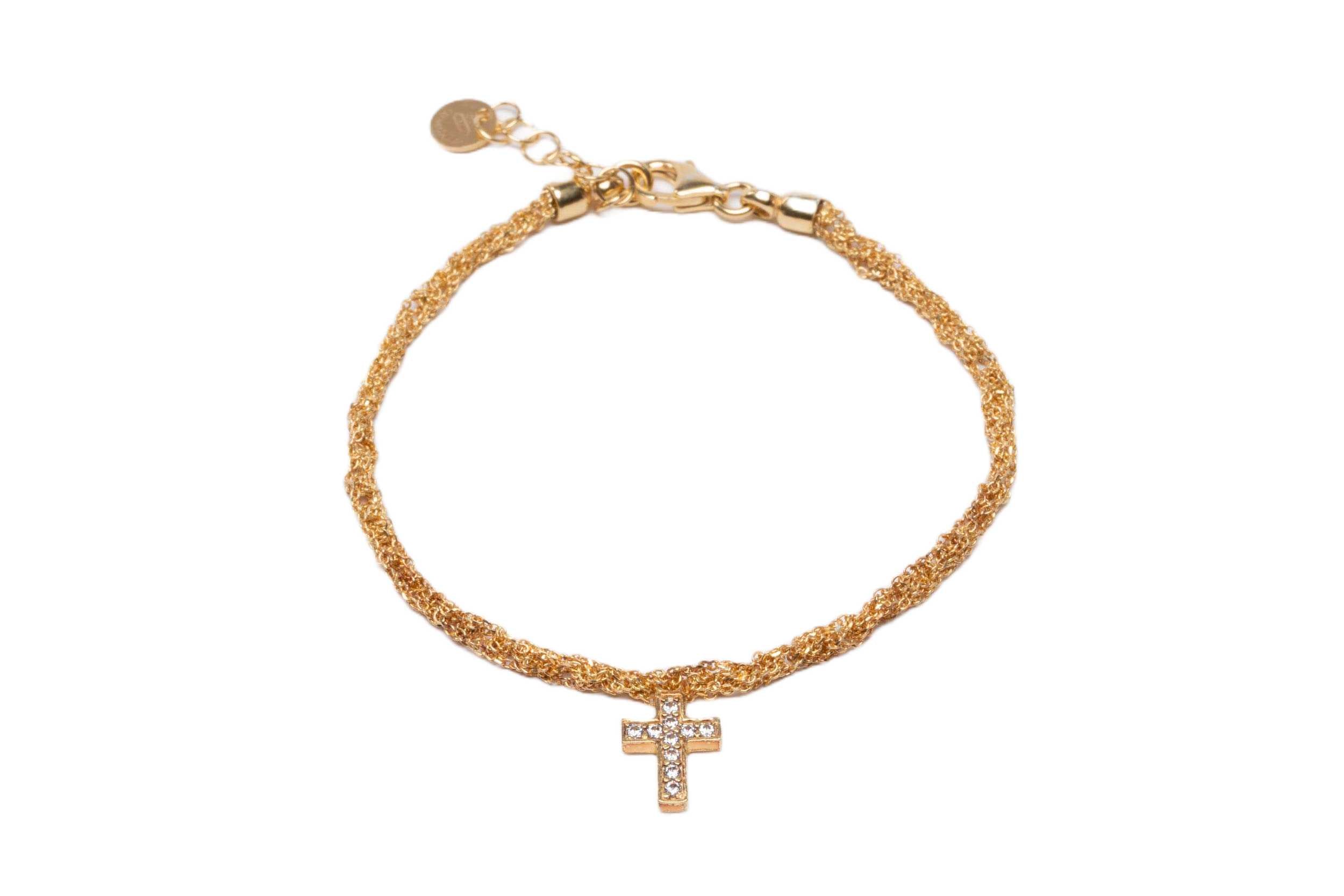 Bracciale-uncinetto-croce-con-zirconi-Argentofilato-in-argento-925-oro-giallo