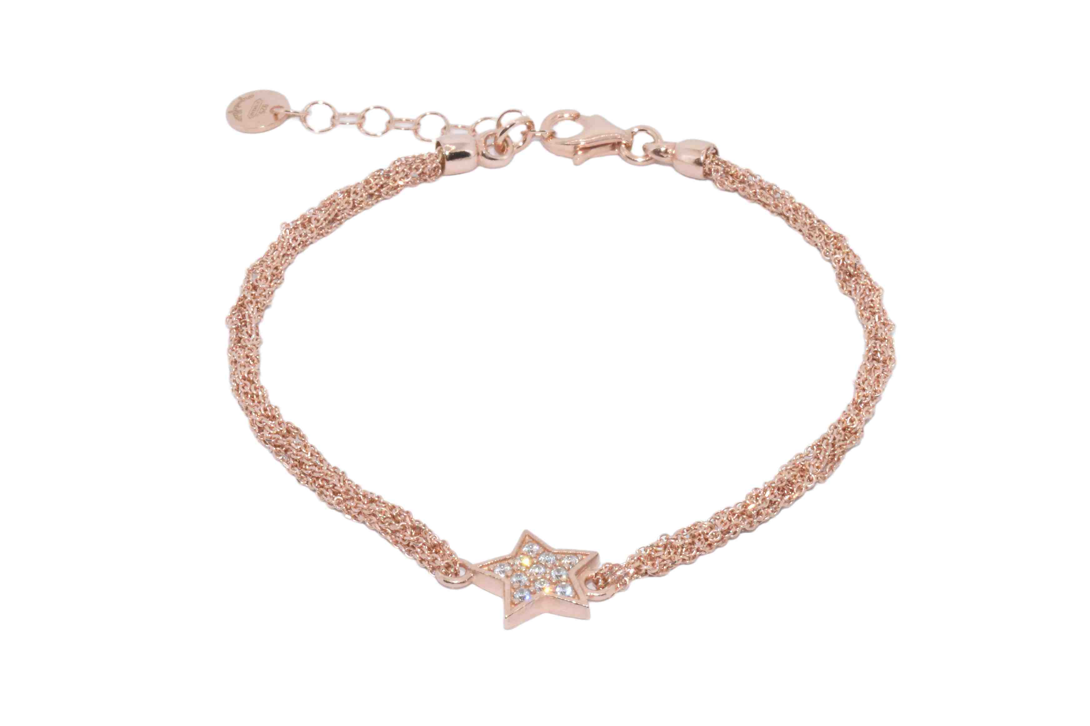 Bracciale-uncinetto-stella-con-zirconi-Argentofilato-in-argento-925-oro-rosa