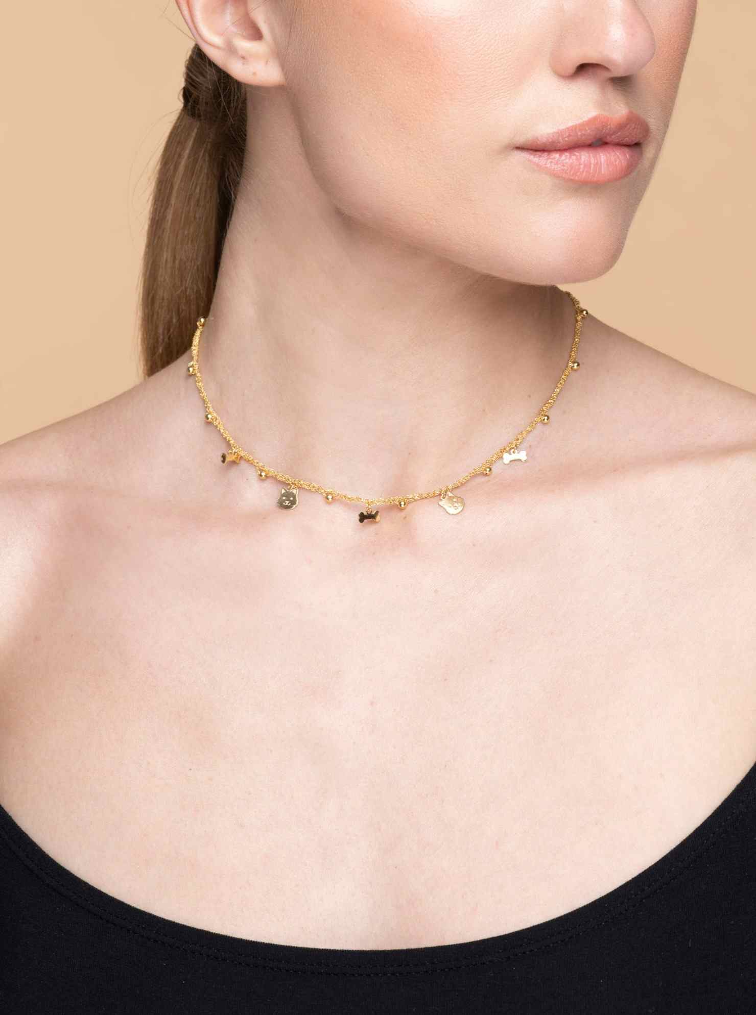 Collana-Charms-Cane-Osso-Argentofilato-in-argento-925-indossato