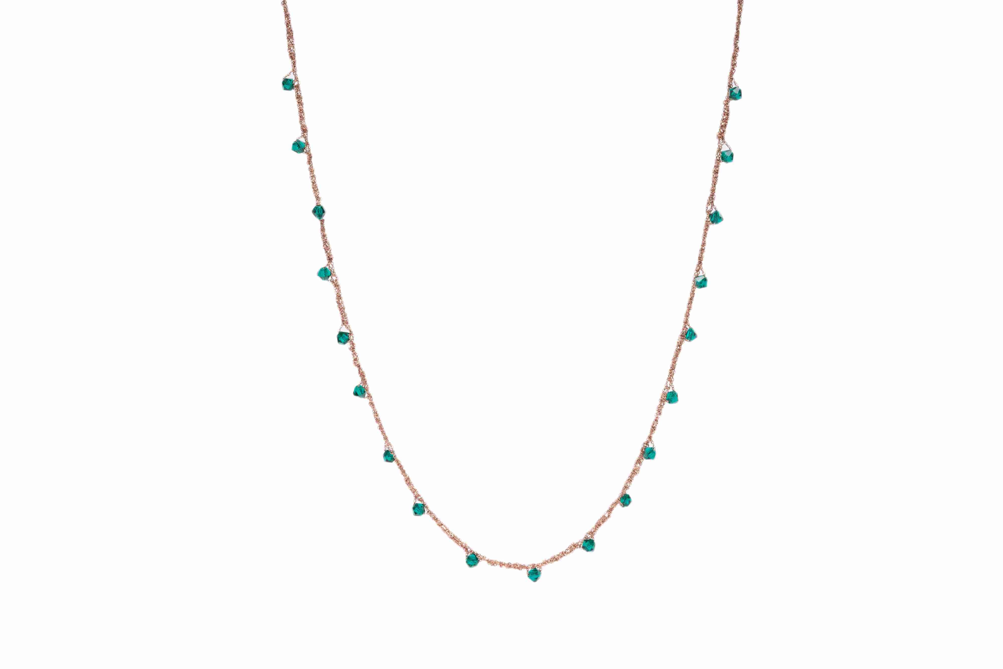 Collana-Uncinetto-rombi-verde-smeraldo-Argentofilato-in-argento-925-oro-rosa
