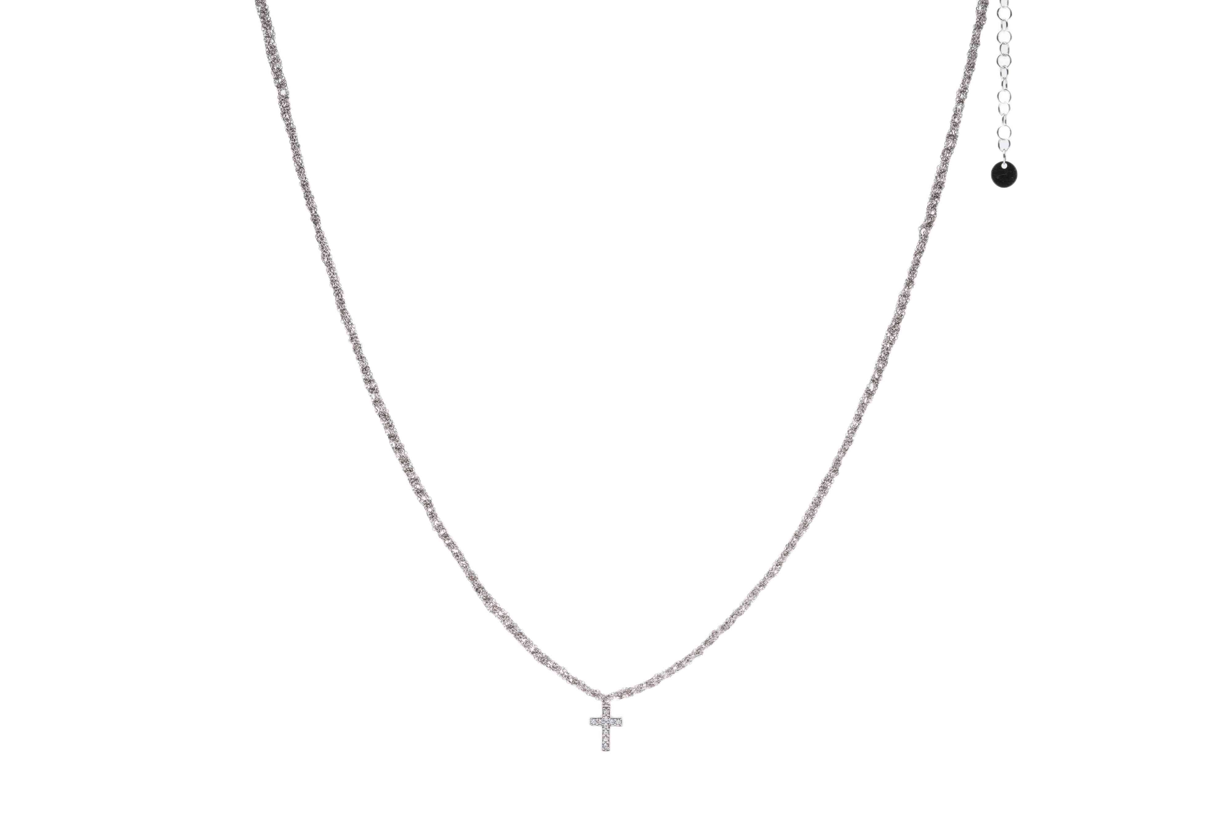 Collana-uncinetto-croce-con-zirconi-Argentofilato-in-argento-925