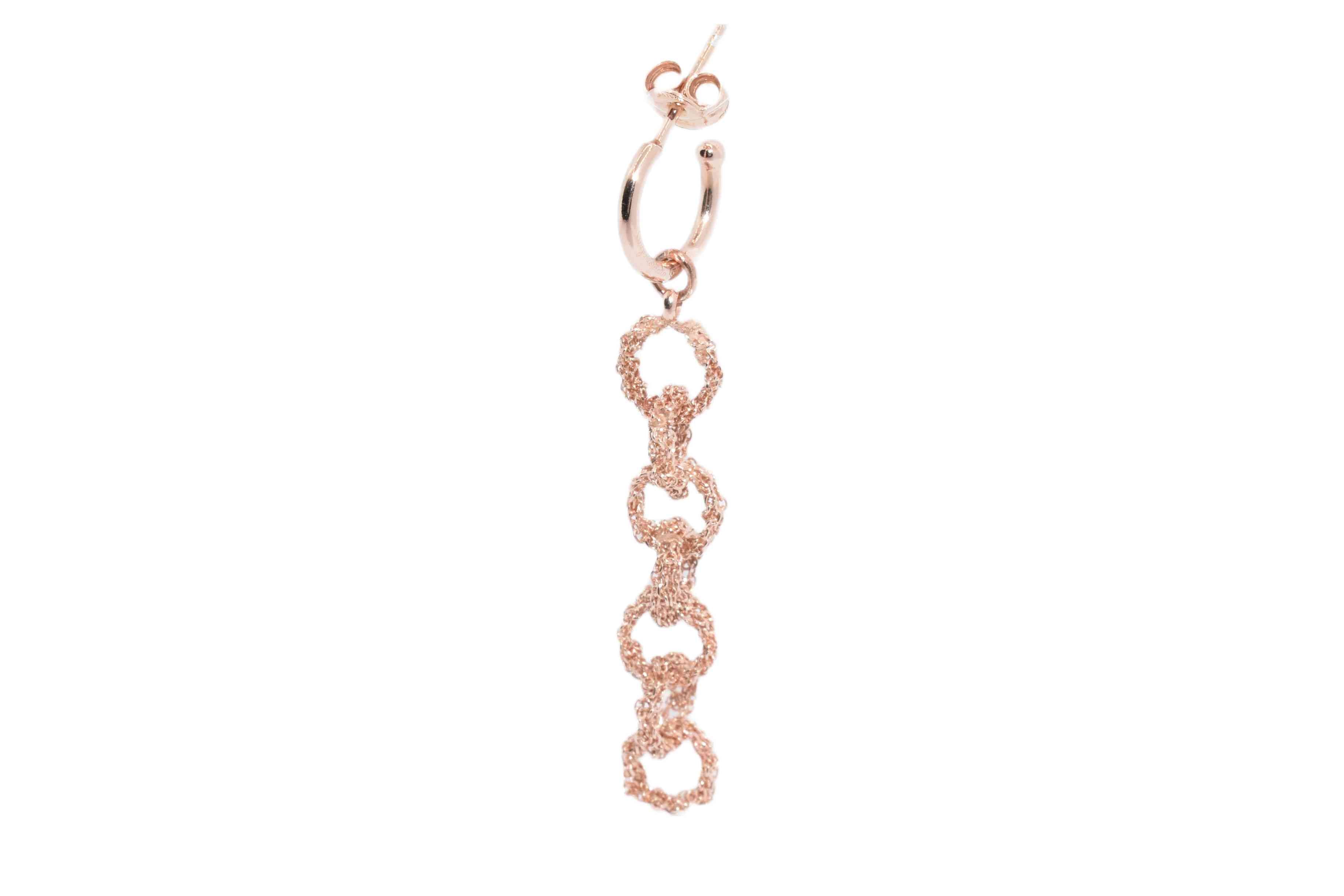 Orecchino-catena-a-mano-Argentofilato-in-argento-925-Oro-rosa