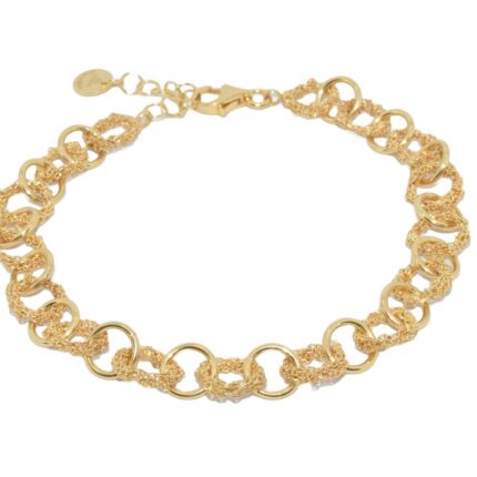 Bracciale-Catena-a-Mano-Alternata-Argentofilato-in-argento-925-oro-giallo