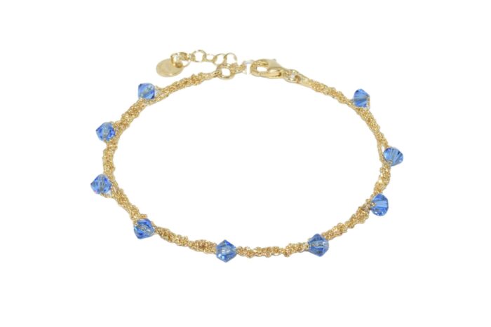 Bracciale-Uncinetto-rombi-blu-Argentofilato-in-argento-925-oro-giallo