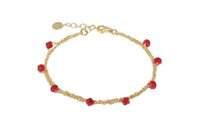 Bracciale-Uncinetto-rombi-rossi-Argentofilato-in-argento-925-oro-giallo