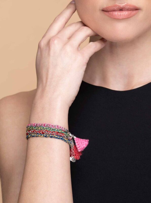 Bracciale-uncinetto-con-cotone-Argentofilato-in-argento-925-indossato