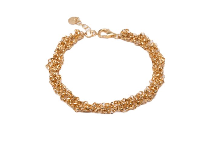 Bracciale-uncinetto-rolo-Argentofilato-in-argento-925-indossato-oro-giallo