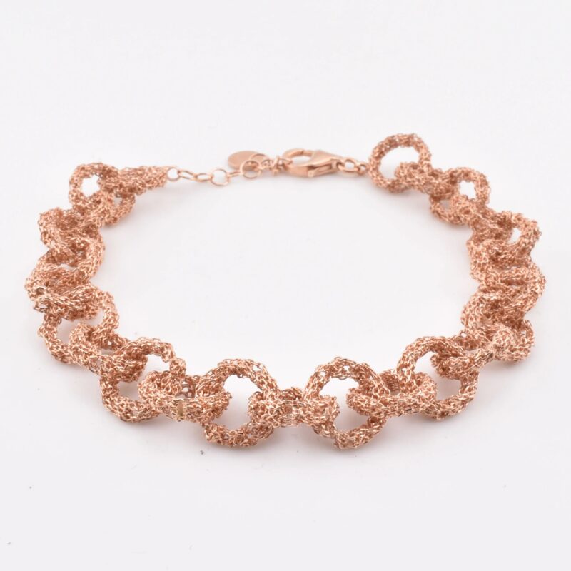 Bracciale catena in argento 925 fatto a mano con maglie grandi lucide oro
