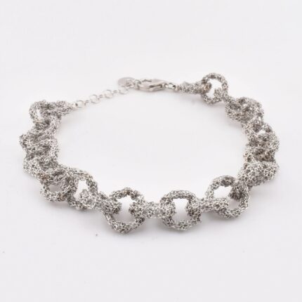 Bracciale catena in argento 925 fatto a mano con maglie grandi lucide