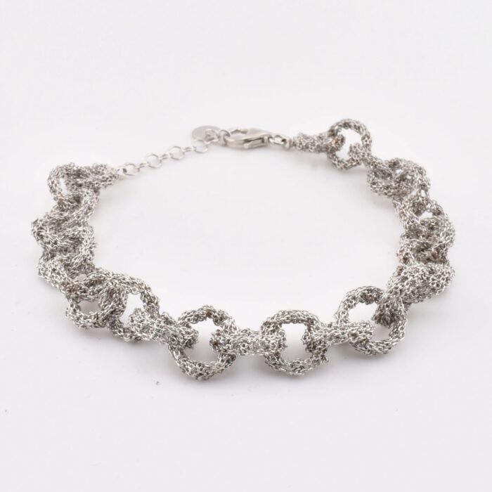 Bracciale catena in argento 925 fatto a mano con maglie grandi lucide