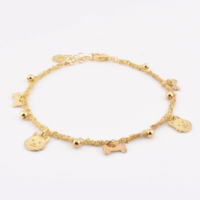 Ciondolo osso in argento 925 lucido del bracciale charms fatto a mano