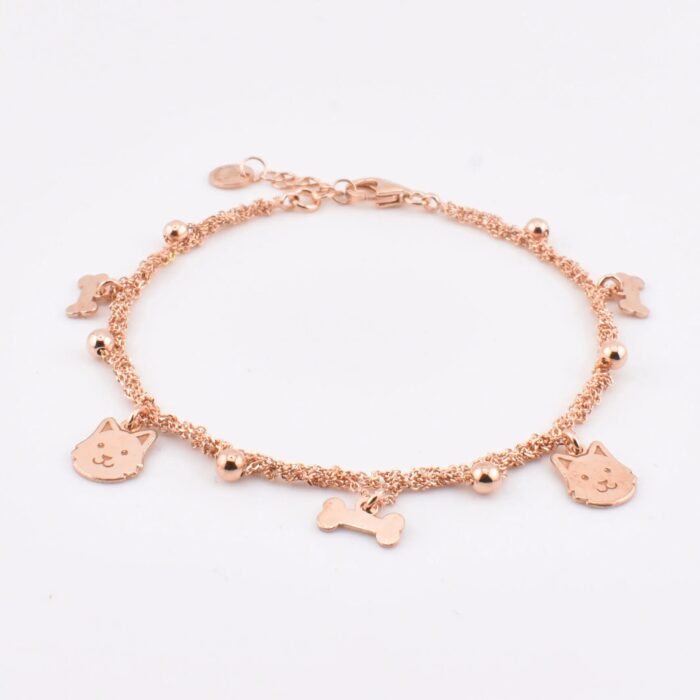 Ciondolo cane in argento 925 lucido del bracciale charms artigianale