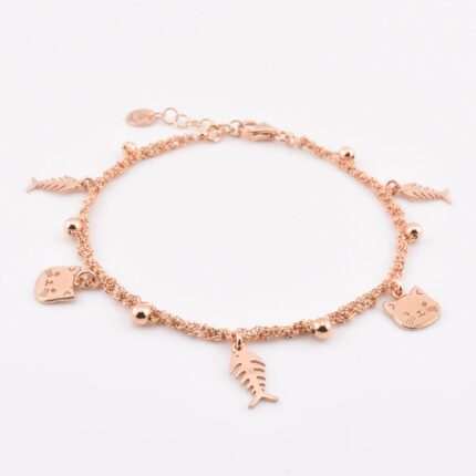 Bracciale in argento 925 con ciondolo rosa