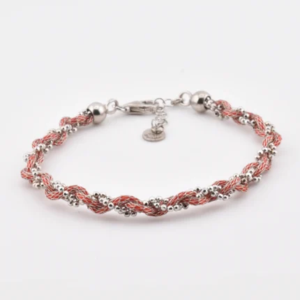 Bracciale_Intrecciato_Colorato_Rosso_Rodio_