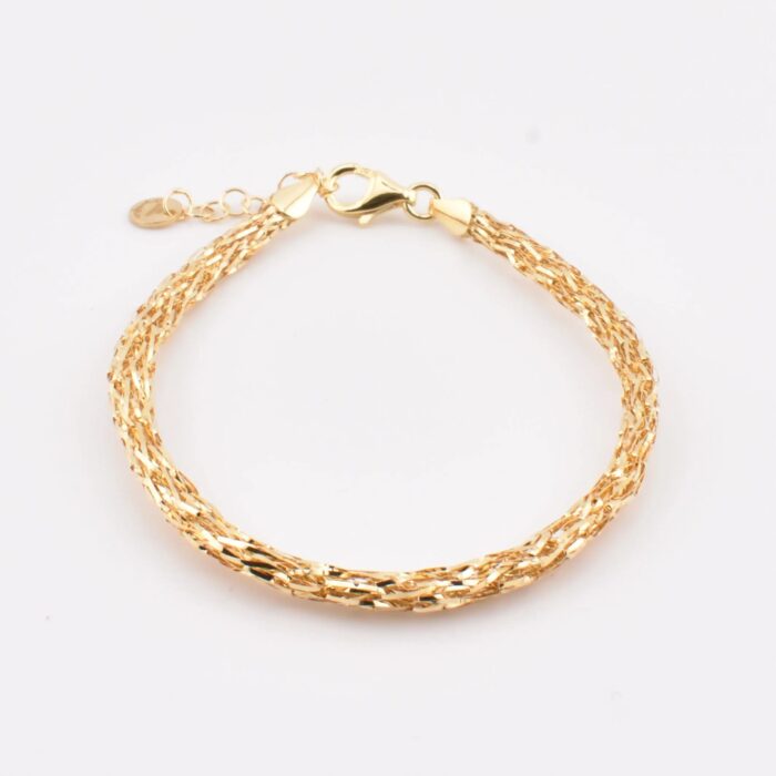 Bracciale a maglia specchio in argento 925 fatto a mano, vista intera