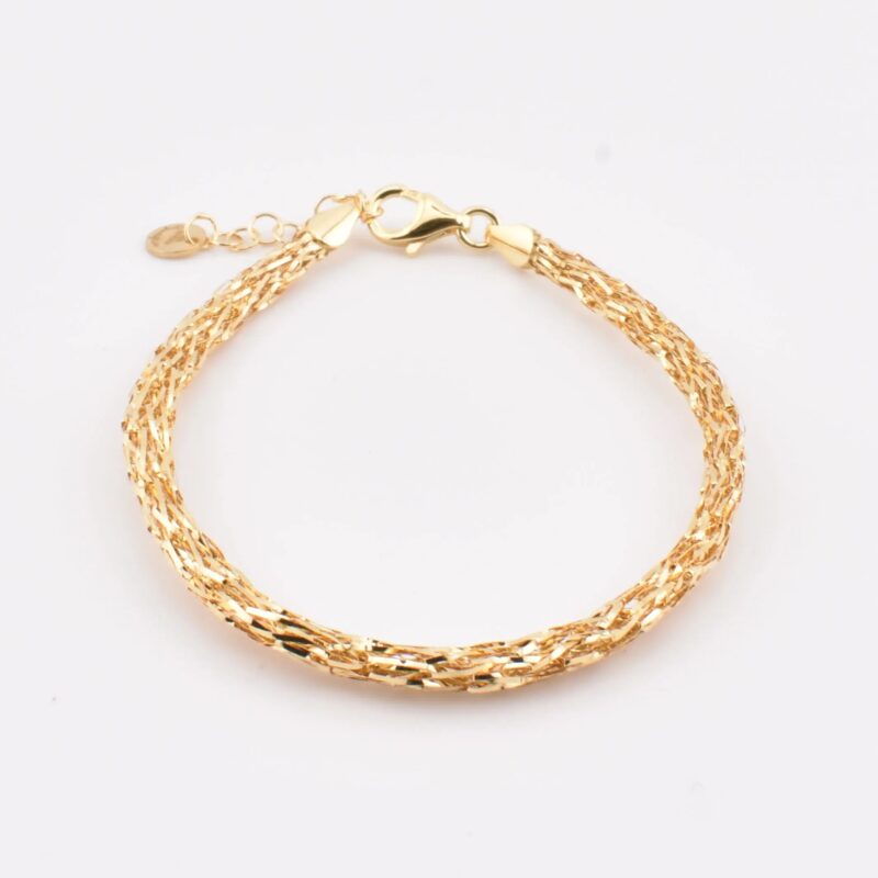 Bracciale a maglia specchio in argento 925 fatto a mano, vista intera