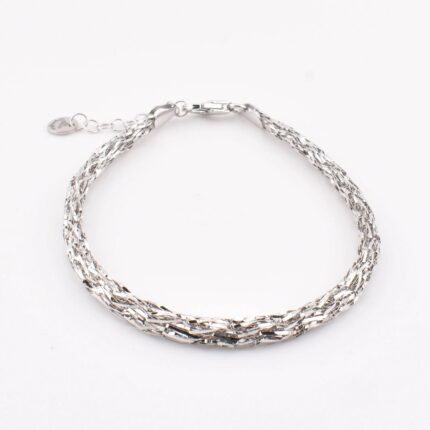 Bracciale a maglia specchio in argento 925 fatto a mano, finitura lucida