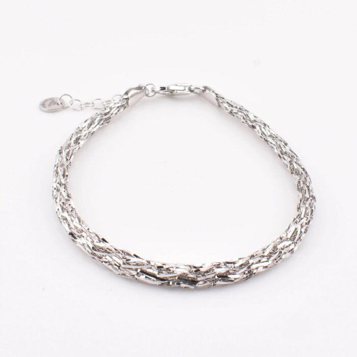 Bracciale a maglia specchio in argento 925 fatto a mano, finitura lucida