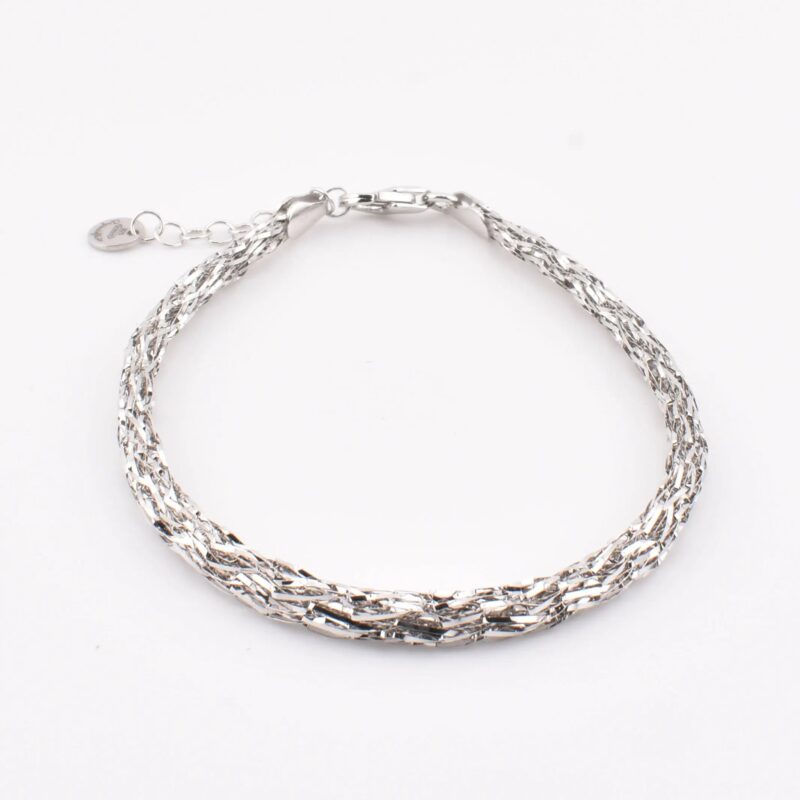 Bracciale a maglia specchio in argento 925 fatto a mano, finitura lucida