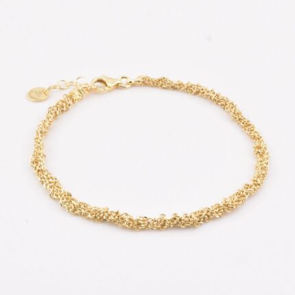 Dettaglio della maglia crochet da 0,35 mm su bracciale uncinetto Sparkle in argento 925 – intreccio fine e luminoso
