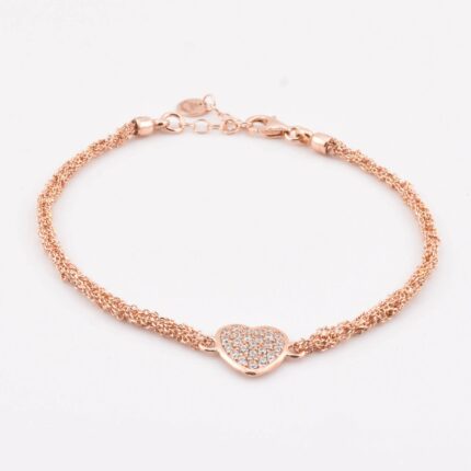 Bracciale con cuore decorato da zirconi in argento 925 i– stile romantico, elegante e brillante