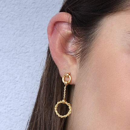 Indossato_Orecchino_Argentofilato_Crochet_Rings_Cerchio_Pendente_dettaglio