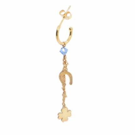 Orecchino-Charms-ferro-cavallo-quadrifoglio-Argentofilato-in-argento-925-oro-giallo