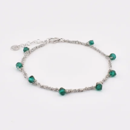 Bracciale Uncinetto Con Rombi Verde smeraldo Rodio