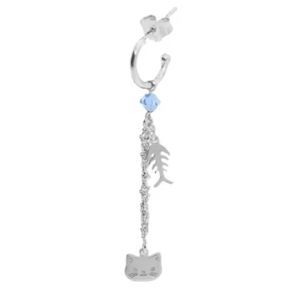 Orecchino Charms gatto lisca Argentofilato in argento 925 rodio
