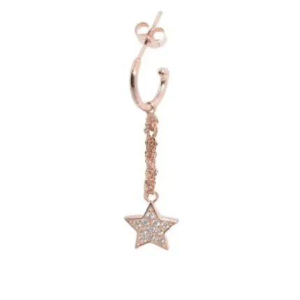 Orecchino uncinetto Stella con zirconi Argentofilato oro rosa